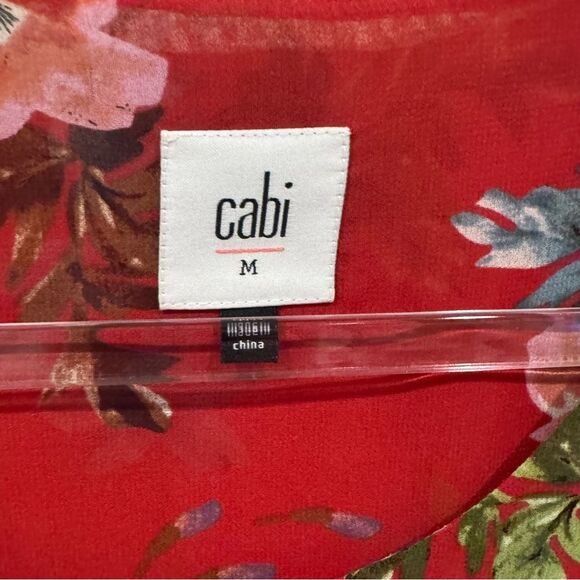 CAbi Devoted Floral Bell Sleeve Blouse Red Size Medium Style 3590 - Picture 2 of 6